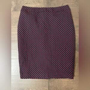 Jacob navy pencil skirt with red polka dots - size 8